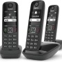 Gigaset AS690 Trio Telefono Cordless: 3 Portatili per Chiamate Interne ed Esterne in Parallelo, Vivavoce Alta Qualità, Tastiera Illuminata ed Ampio Display, Nero [Versione Italiana] - Nero