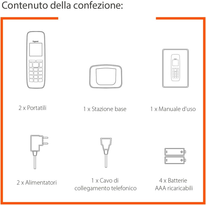 Gigaset E290 Duo - Telefoni Cordless - Due Portatili con Suonerie Forti - Numeri Grandi e Audio Potenziato - Vivavoce, Nero [Versione Italiana] - Nero