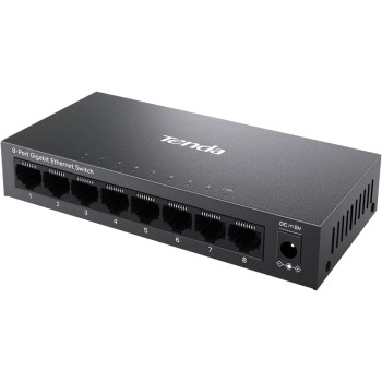 Tenda Switch Ethernet 8 Porte Gigabit Unmanaged TEG1008M, Switch Gigabit 10/100/1000 Mbps, IGMP Snooping, 802.1p/DSCP QoS, Hub Ethernet, Montaggio Desktop o a Parete, Plug & Play, Guscio di Metallo - Gigabit