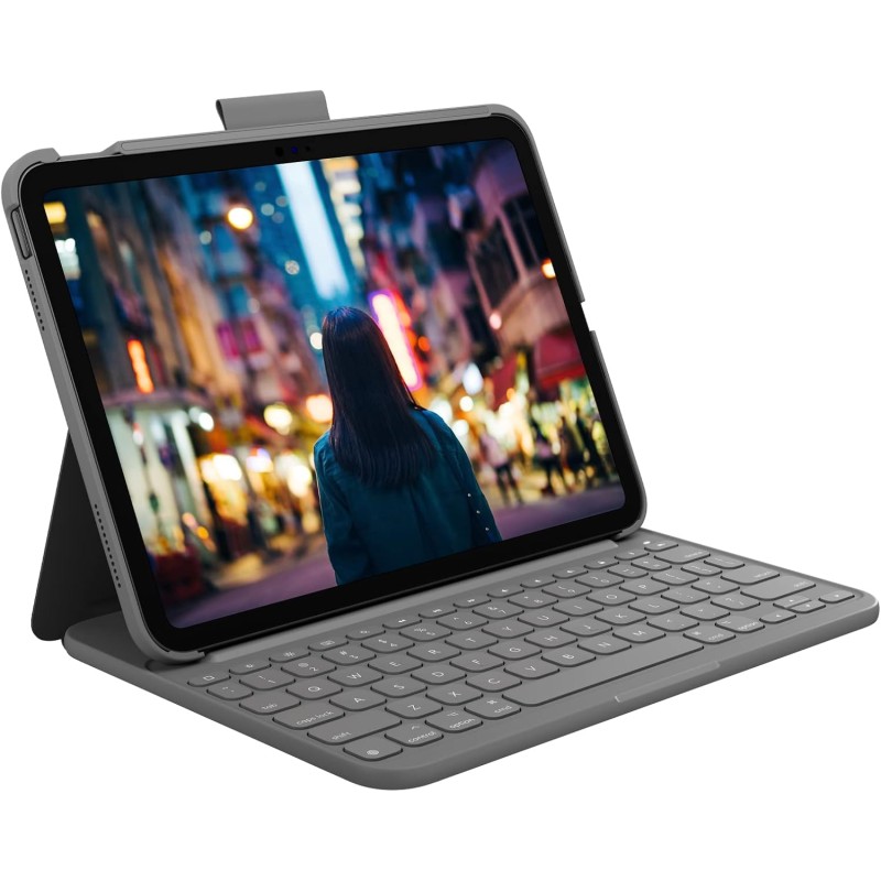 Logitech per iPad (10ª generazione) Custodia con tastiera | Slim Folio con tastiera wireless integrata (grafite) - US International Layout Logitech per iPad (10ª generazione) Custodia con tastiera | Slim Folio con tastiera wireless integrata (grafite) - US International Layout
