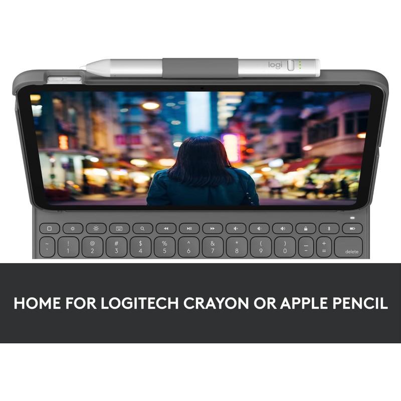 Logitech per iPad (10ª generazione) Custodia con tastiera | Slim Folio con tastiera wireless integrata (grafite) - US International Layout Logitech per iPad (10ª generazione) Custodia con tastiera | Slim Folio con tastiera wireless integrata (grafite) - US International Layout
