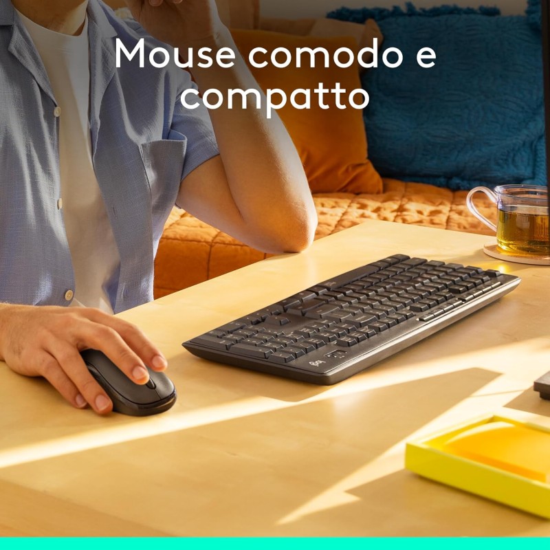 Logitech MK295 Silent Wireless Combo tastiera e mouse con tecnologia SilentTouch, tastierino numerico, tracciamento ottico avanzato, wireless senza ritardi, 90% di rumore in meno - Grafite Logitech MK295 Silent Wireless Combo tastiera e mouse con tecnologia SilentTouch, tastierino numerico, tracciamento ottico avanzato, wireless senza ritardi, 90% di rumore in meno - Grafite
