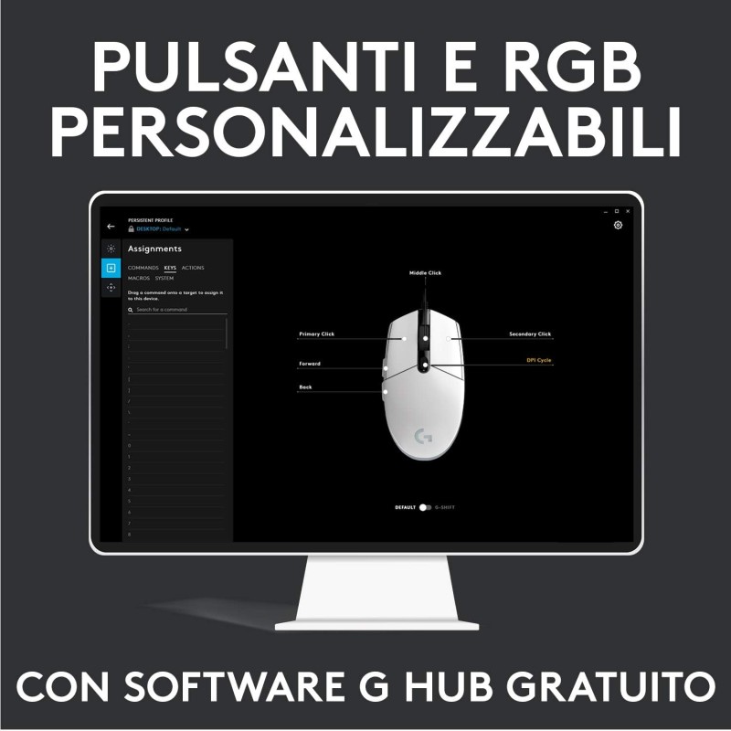 Logitech G G203 LIGHTSYNC Mouse Gaming con Illuminazione RGB, Personalizzabile, 6 Pulsanti Programmabili, Sensore per Gaming, Tracciamento a 8.000 DPI, Peso Ridotto - Nero