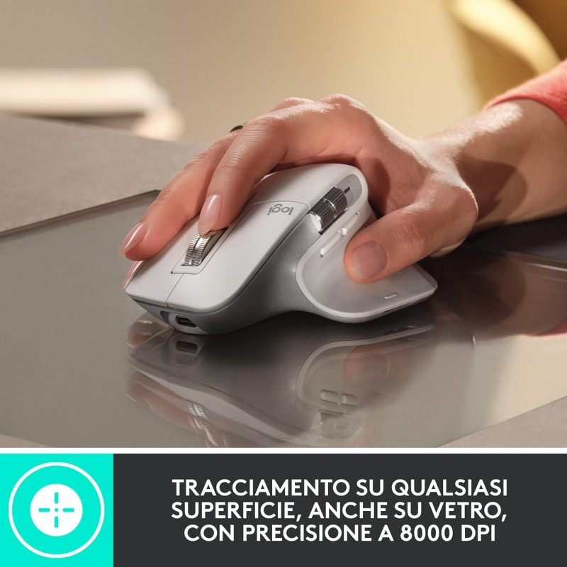 Logitech MX Master 3S-Mouse wireless ad alte prestazioni con scorrimento ultraveloce, ergonomico, 8K DPI, rilevamento del vetro, clic silenziosi, USB-C, Bluetooth, Windows, Linux, - Grigio scuro - Grafite Logitech MX Master 3S-Mouse wireless ad alte prestazioni con scorrimento ultraveloce, ergonomico, 8K DPI, rilevamento del vetro, clic silenziosi, USB-C, Bluetooth, Windows, Linux, - Grigio scuro - Grafite