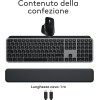 Logitech MX Keys S Combo for Mac, tastiera retroillumination eye mouse wireless a scorrimento con supporto per i polsi, Bluetooth USB-C per MacBook Pro, Macbook Air, iMac, iPad, QWERTY US INT'L-Grigio - Spazio grigio