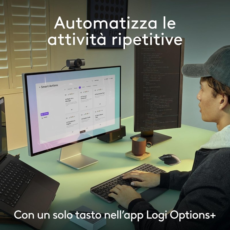 Logitech MX Keys S Combo for Mac, tastiera retroillumination eye mouse wireless a scorrimento con supporto per i polsi, Bluetooth USB-C per MacBook Pro, Macbook Air, iMac, iPad, QWERTY US INT'L-Grigio - Spazio grigio