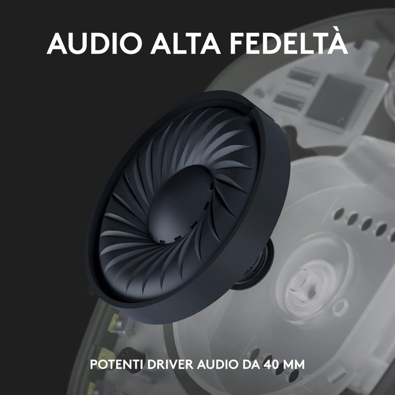 Logitech G G435 LIGHTSPEED Cuffie Gaming Wireless Bluetooth - Cuffie Over Ear Leggere, Microfoni Integrati, Batteria da 18 Ore, Compatibile con Dolby Atmos, PC, PS4, PS5, Smartphone - Nero - Nero