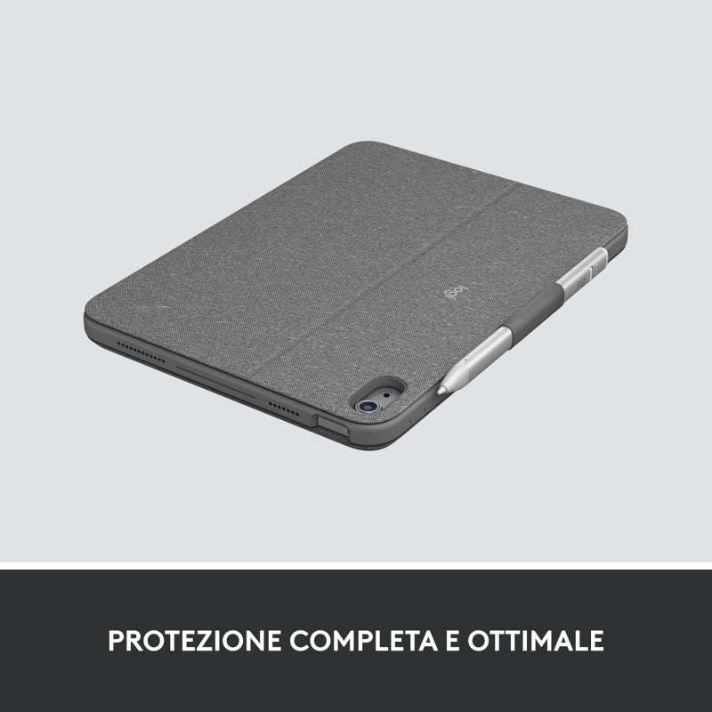 Logitech Combo Touch per iPad (10ª gen - 2022), custodia con tastiera retroilluminata rimovibile con ampio trackpad di precisione e tecnologia Smart Connector, Layout ITA, Graphite Logitech Combo Touch per iPad (10ª gen - 2022), custodia con tastiera retroilluminata rimovibile con ampio trackpad di precisione e tecnologia Smart Connector, Layout ITA, Graphite