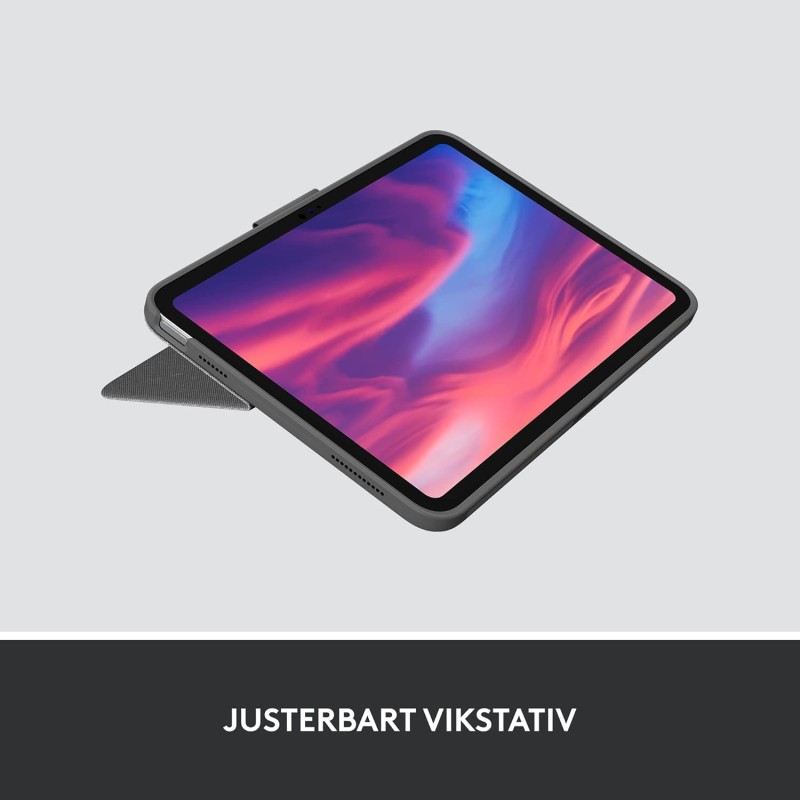 Logitech Combo Touch - Custodia con tastiera staccabile per iPad (10a generazione) - Grigio - Layout nordico PAN (Norvegia, Svezia, Danimarca, Finlandia)