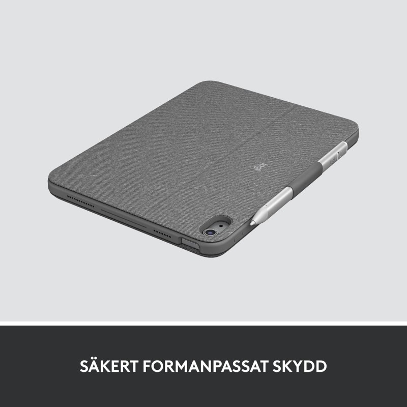 Logitech Combo Touch - Custodia con tastiera staccabile per iPad (10a generazione) - Grigio - Layout nordico PAN (Norvegia, Svezia, Danimarca, Finlandia)