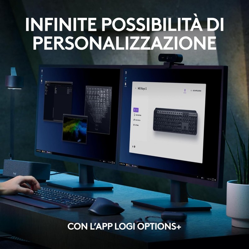 Logitech MX Keys S, Tastiera Wireless, Profilo Basso, Tasti Programmabili, Retroilluminazione, Bluetooth, USB C Ricaricabile, per PC Windows/Linux/Chrome/Mac - Grafite, Layout Italiano QWERTY Logitech MX Keys S, Tastiera Wireless, Profilo Basso, Tasti Programmabili, Retroilluminazione, Bluetooth, USB C Ricaricabile, per PC Windows/Linux/Chrome/Mac - Grafite, Layout Italiano QWERTY