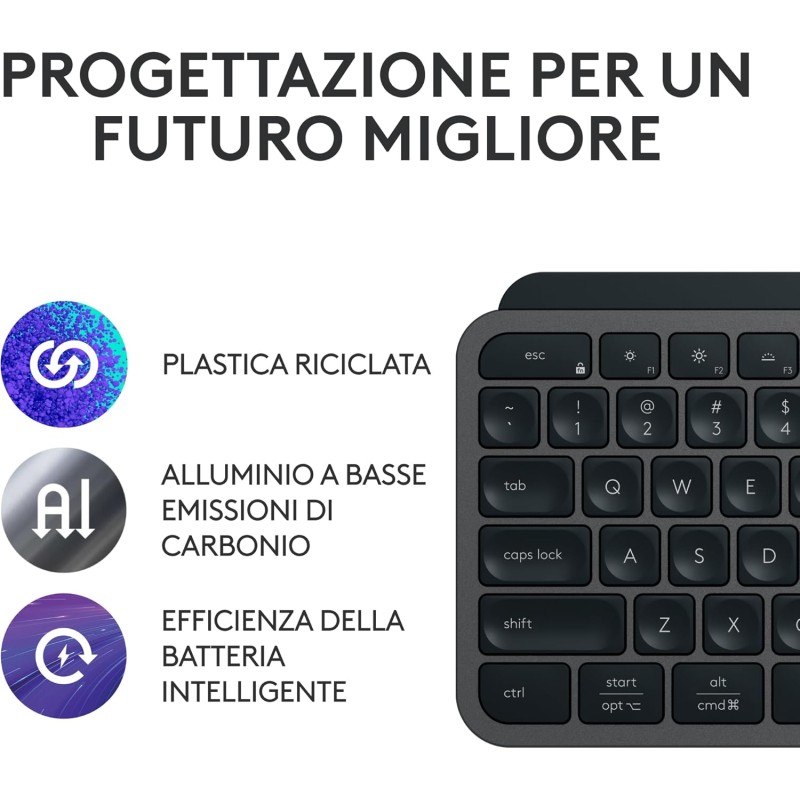 Logitech MX Keys S, Tastiera Wireless, Profilo Basso, Tasti Programmabili, Retroilluminazione, Bluetooth, USB C Ricaricabile, per PC Windows/Linux/Chrome/Mac - Grafite, Layout Italiano QWERTY Logitech MX Keys S, Tastiera Wireless, Profilo Basso, Tasti Programmabili, Retroilluminazione, Bluetooth, USB C Ricaricabile, per PC Windows/Linux/Chrome/Mac - Grafite, Layout Italiano QWERTY