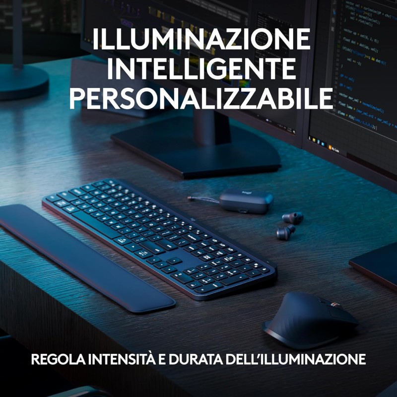 Logitech MX Keys S, Tastiera Wireless, Profilo Basso, Tasti Programmabili, Retroilluminazione, Bluetooth, USB C Ricaricabile, per PC Windows/Linux/Chrome/Mac - Grafite, Layout Italiano QWERTY Logitech MX Keys S, Tastiera Wireless, Profilo Basso, Tasti Programmabili, Retroilluminazione, Bluetooth, USB C Ricaricabile, per PC Windows/Linux/Chrome/Mac - Grafite, Layout Italiano QWERTY