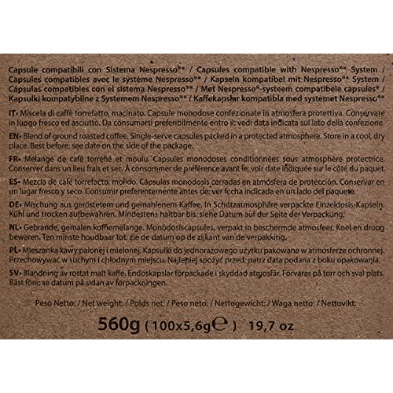 Note D'Espresso Caffè Qualità Oro, Capsule Compatibili Soltanto con Sistema NESPRESSO, 100 Caps - 100 unità (Confezione da 1)