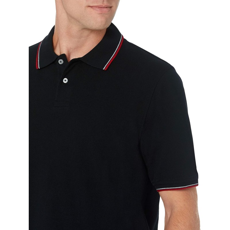 Amazon Essentials Polo in Cotone piqué vestibilità Regular (Disponibile in Taglie Extra Forti) Uomo - S Nero Rosso Bianco Thin Stripe Amazon Essentials Polo in Cotone piqué vestibilità Regular (Disponibile in Taglie Extra Forti) Uomo - S Nero Rosso Bianco Thin Stripe