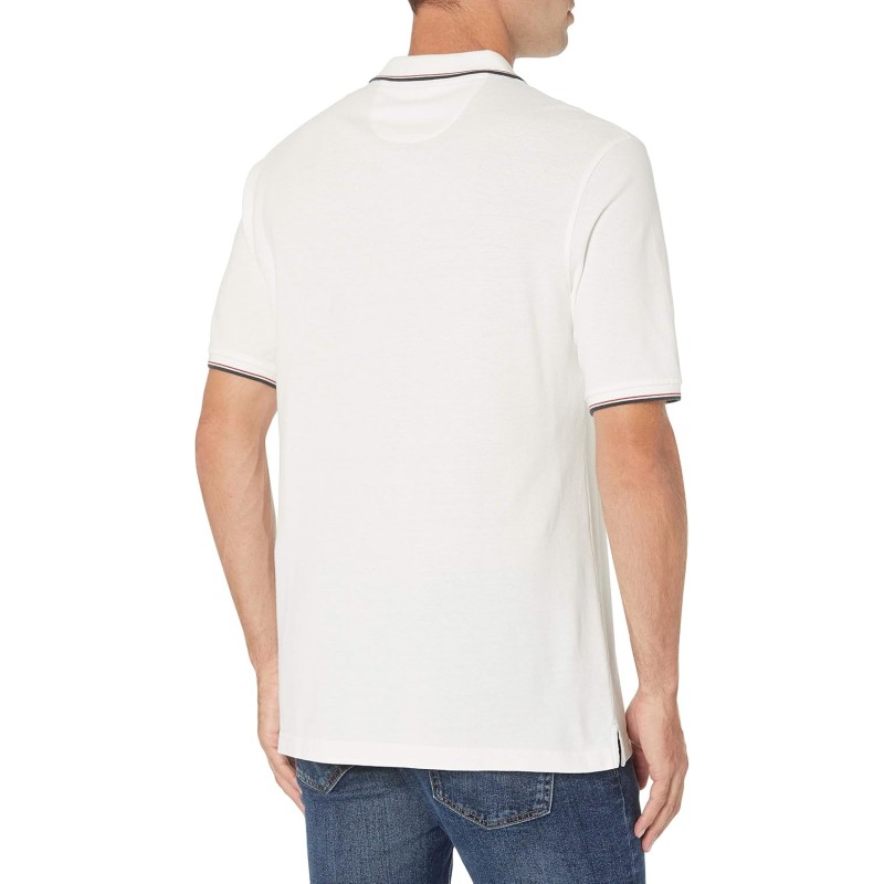 Amazon Essentials Polo in Cotone piqué vestibilità Regular (Disponibile in Taglie Extra Forti) Uomo - L Bianco Twin Stripe