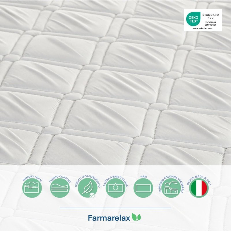 Farmarelax – Materasso Matrimoniale 160x190, Altezza 19 cm, Waterfoam, Antibatterico, Ortopedico, Indeformabile, Ipoallergenico e Traspirante, Made in Italy, Top Soft - 160x190 Bianco Farmarelax – Materasso Matrimoniale 160x190, Altezza 19 cm, Waterfoam, Antibatterico, Ortopedico, Indeformabile, Ipoallergenico e Traspirante, Made in Italy, Top Soft - 160x190 Bianco