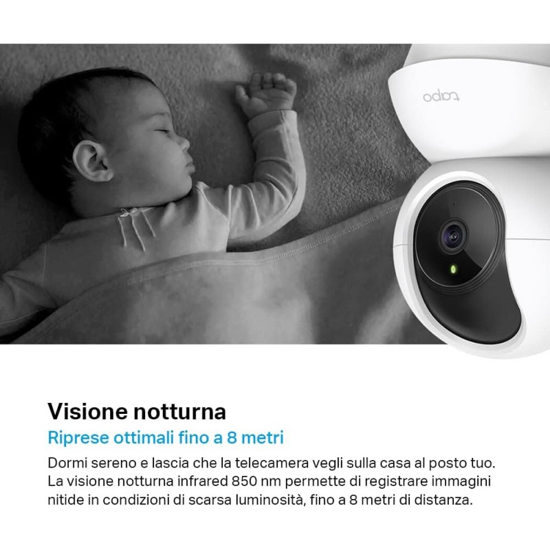 Tapo C200 Telecamera Wi-Fi Interno FHD, Videocamera sorveglianza, Visione Notturna, 360° Visuale, Audio Bidirezionale, Rilevamento di movimento e notifiche, Allarme acustico e luminoso integrato Tapo C200 Telecamera Wi-Fi Interno FHD, Videocamera sorveglianza, Visione Notturna, 360° Visuale, Audio Bidirezionale, Rilevamento di movimento e notifiche, Allarme acustico e luminoso integrato
