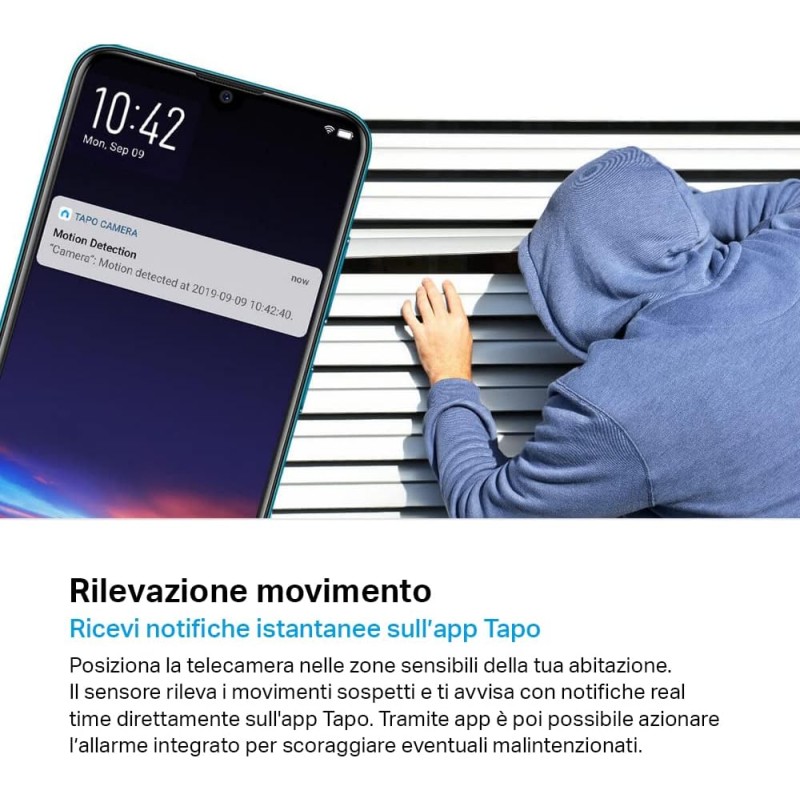 Tapo C200 Telecamera Wi-Fi Interno FHD, Videocamera sorveglianza, Visione Notturna, 360° Visuale, Audio Bidirezionale, Rilevamento di movimento e notifiche, Allarme acustico e luminoso integrato Tapo C200 Telecamera Wi-Fi Interno FHD, Videocamera sorveglianza, Visione Notturna, 360° Visuale, Audio Bidirezionale, Rilevamento di movimento e notifiche, Allarme acustico e luminoso integrato