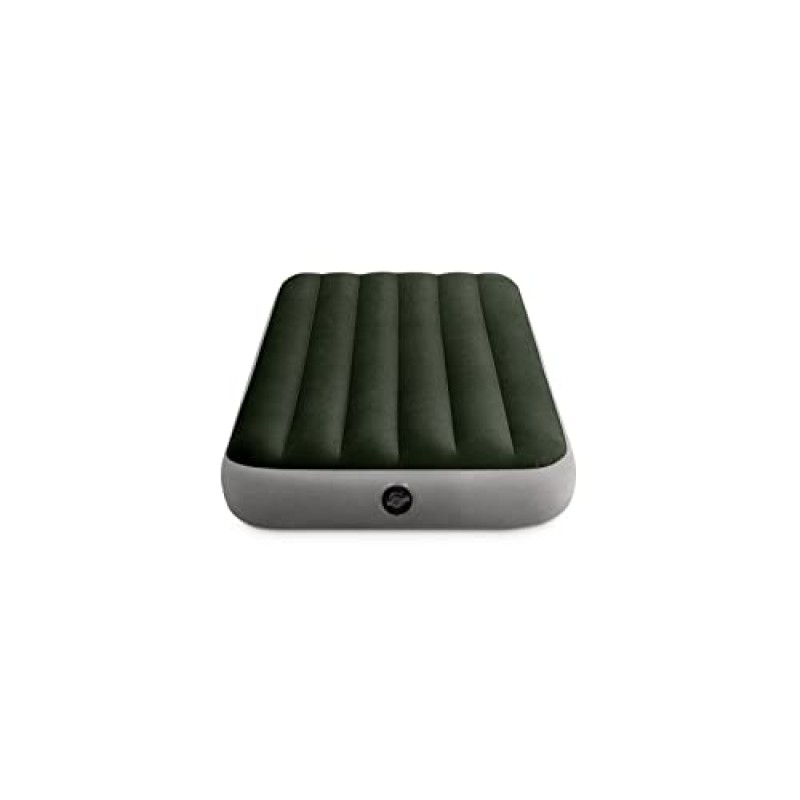 Intex 64777 - Materasso Gonfiabile Prestige Downy Singolo con Pompa a Batteria, PVC, Verde, 99x191x25 cm - Coppia
