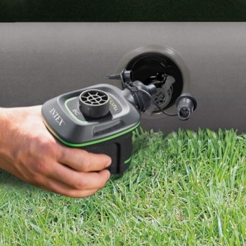 Intex 64777 - Materasso Gonfiabile Prestige Downy Singolo con Pompa a Batteria, PVC, Verde, 99x191x25 cm - Coppia