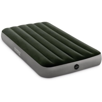 Intex 64777 - Materasso Gonfiabile Prestige Downy Singolo con Pompa a Batteria, PVC, Verde, 99x191x25 cm - Coppia