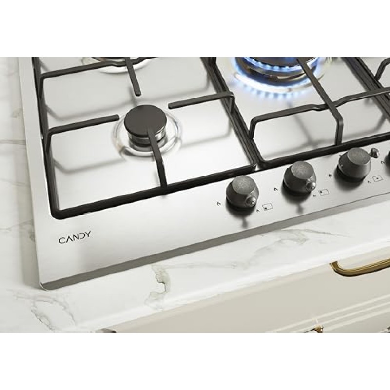 Candy Classic Piano Cottura a Gas 5 Fuochi, Acciaio Inossidabile, Bruciatore a Doppia Corona, Griglie Smaltate Leggere e Lavabili in Lavastoviglie, 74,5 x 51 x 3,5 cm, Color Inox - CHW74WTX Candy Classic Piano Cottura a Gas 5 Fuochi, Acciaio Inossidabile, Bruciatore a Doppia Corona, Griglie Smaltate Leggere e Lavabili in Lavastoviglie, 74,5 x 51 x 3,5 cm, Color Inox - CHW74WTX