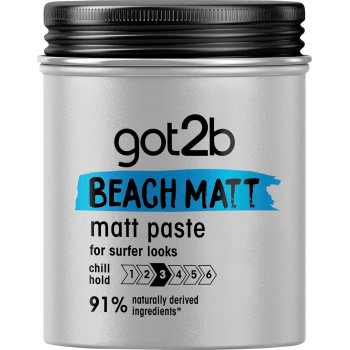 Schwarzkopf Got2b, Beach Matt Paste, Cera Modellante per Capelli Uomo, Effetto Opaco, Tenuta Media, 100 ml Schwarzkopf Got2b, Beach Matt Paste, Cera Modellante per Capelli Uomo, Effetto Opaco, Tenuta Media, 100 ml