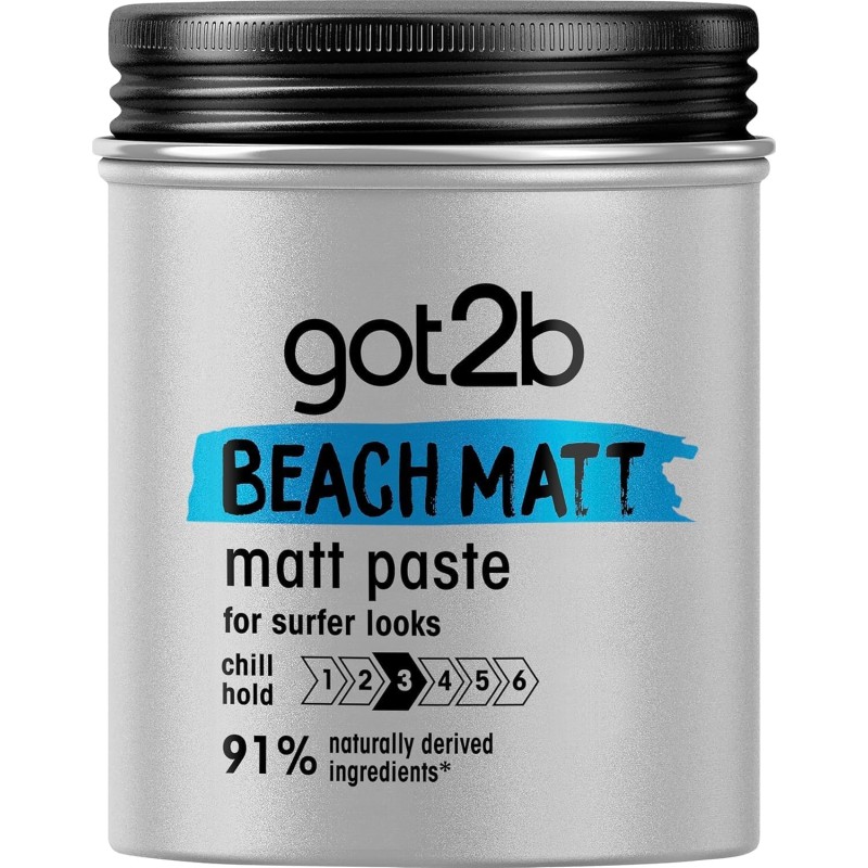 Schwarzkopf Got2b, Beach Matt Paste, Cera Modellante per Capelli Uomo, Effetto Opaco, Tenuta Media, 100 ml
