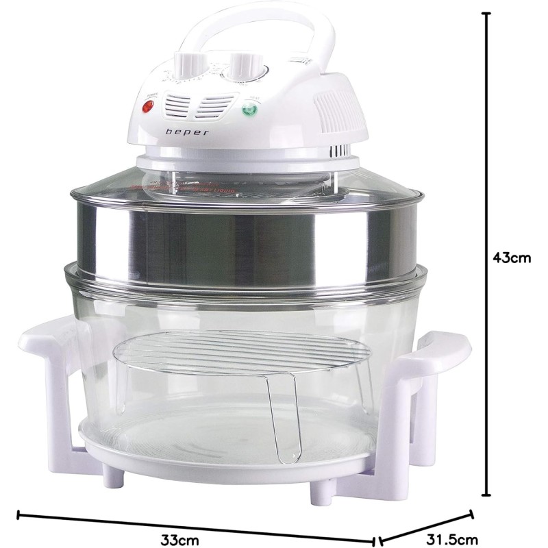 Beper BF.640 – Forno Ventilato Multifunzione 12L, Anello di Prolungamento per Capienza Totale 18L, Timer 60 Minuti, Temperatura Regolabile fino a 250°, Accessori Inclusi, Risparmia Energia e Tempo Beper BF.640 – Forno Ventilato Multifunzione 12L, Anello di Prolungamento per Capienza Totale 18L, Timer 60 Minuti, Temperatura Regolabile fino a 250°, Accessori Inclusi, Risparmia Energia e Tempo