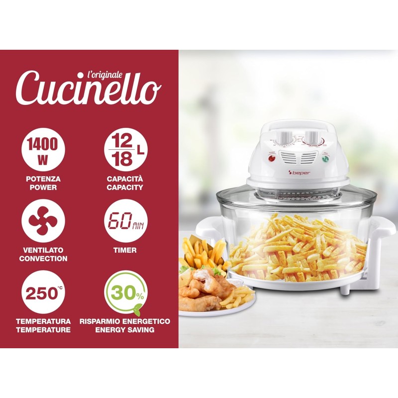 Beper BF.640 – Forno Ventilato Multifunzione 12L, Anello di Prolungamento per Capienza Totale 18L, Timer 60 Minuti, Temperatura Regolabile fino a 250°, Accessori Inclusi, Risparmia Energia e Tempo Beper BF.640 – Forno Ventilato Multifunzione 12L, Anello di Prolungamento per Capienza Totale 18L, Timer 60 Minuti, Temperatura Regolabile fino a 250°, Accessori Inclusi, Risparmia Energia e Tempo