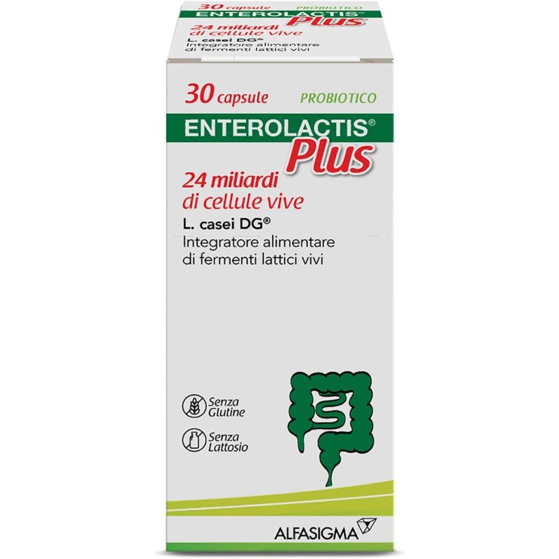 Enterolactis Plus Capsule, Integratore Alimentare di Fermenti Lattici Vivi L,Casei DG, 24 Miliardi di Cellule Vive, Senza Glutine e Lattosio, 30 Capsule - 30 capsule Enterolactis Plus Capsule, Integratore Alimentare di Fermenti Lattici Vivi L,Casei DG, 24 Miliardi di Cellule Vive, Senza Glutine e Lattosio, 30 Capsule - 30 capsule