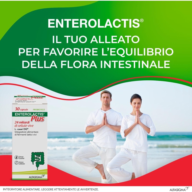 Enterolactis Plus Capsule, Integratore Alimentare di Fermenti Lattici Vivi L,Casei DG, 24 Miliardi di Cellule Vive, Senza Glutine e Lattosio, 30 Capsule - 30 capsule Enterolactis Plus Capsule, Integratore Alimentare di Fermenti Lattici Vivi L,Casei DG, 24 Miliardi di Cellule Vive, Senza Glutine e Lattosio, 30 Capsule - 30 capsule