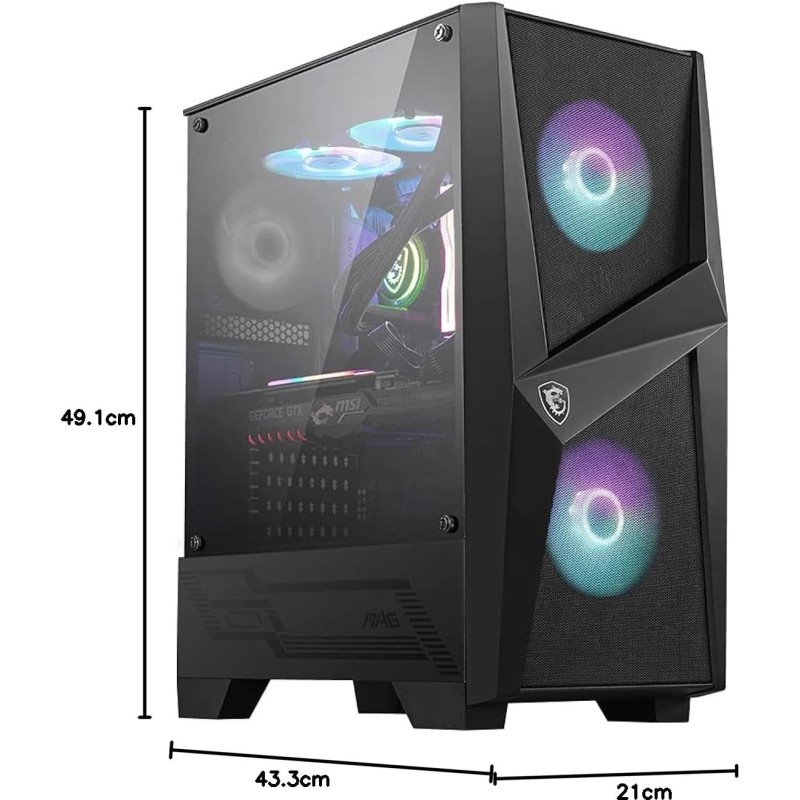 MSI MAG Forge 100R Case ATX, 2 ventole ARGB + controller (Mystic Light), supporta radiatori fino a 240mm, vetro temperato 4mm, filtro antipolvere, airflow ottimizzato, 2x USB 3.2 Gen1 - 100R / ATX MSI MAG Forge 100R Case ATX, 2 ventole ARGB + controller (Mystic Light), supporta radiatori fino a 240mm, vetro temperato 4mm, filtro antipolvere, airflow ottimizzato, 2x USB 3.2 Gen1 - 100R / ATX