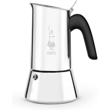 Bialetti Caffettiera New Venus 6 Tazze, Manico Anti Scottatura, Adatta A Induzione, 6 Tazze (235 Ml), Acciaio 18/10, Argento, ‎13 x 11 x 21.5 cm 540 grammi - 6 tazze