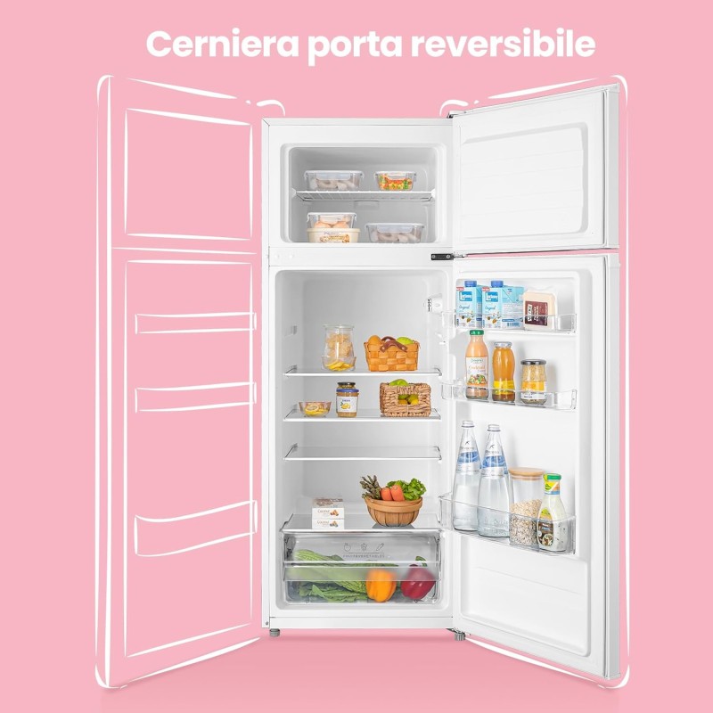 COMFEE' RCT210WH2(E) Frigorifero Doppia Porta 204 L, Controllo della Temperatura Regolabile, Luce LED, Bianco - 204 Litri Versione Aggiornata Bianca