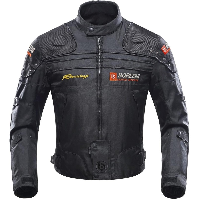 BORLENI Giacca da Moto Uomo Tutte le Stagioni Giubbotto Motociclista con Protezioni CE Gilet Termico Removibile Antivento per Donna Nero L - L Nero