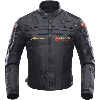BORLENI Giacca da Moto Uomo Tutte le Stagioni Giubbotto Motociclista con Protezioni CE Gilet Termico Removibile Antivento per Donna Nero M - M Nero