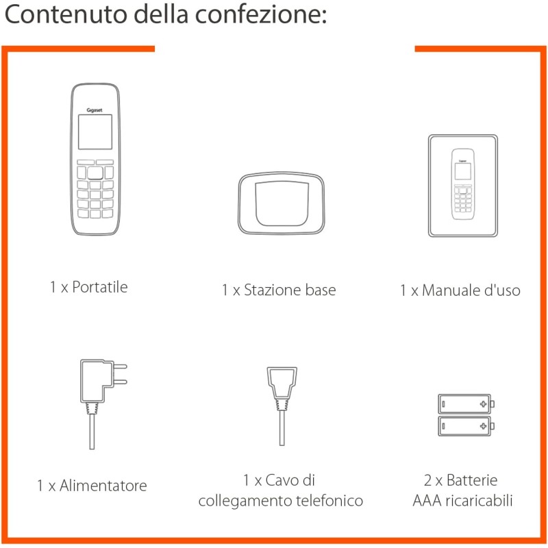 Gigaset AS690A - Telefono Portatile con Segreteria - Grande Display grafico Illuminato - Ottima Qualità audio - Vivavoce, Nero [Versione Italiana] - Nero