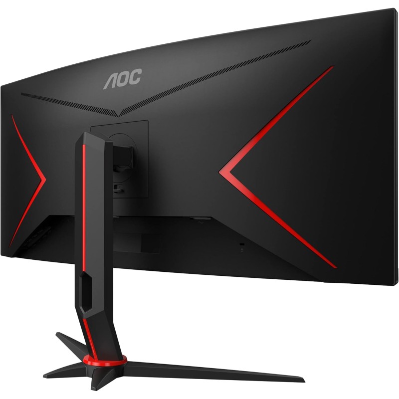 AOC Gaming CU34G2X/BK Monitor Serie G2 Curvo da 34", Raggio di curvatura: 1500R, WQHD 3440 x 1440 a 144 Hz, HDMI, DisplayPort, FreeSync, Tempo di Risposta 1 ms, Regolabile, Nero/Rosso - 34" WQHD Curvo