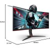 AOC Gaming CU34G2X/BK Monitor Serie G2 Curvo da 34", Raggio di curvatura: 1500R, WQHD 3440 x 1440 a 144 Hz, HDMI, DisplayPort, FreeSync, Tempo di Risposta 1 ms, Regolabile, Nero/Rosso - 34" WQHD Curvo