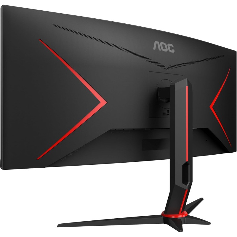 AOC Gaming CU34G2X/BK Monitor Serie G2 Curvo da 34", Raggio di curvatura: 1500R, WQHD 3440 x 1440 a 144 Hz, HDMI, DisplayPort, FreeSync, Tempo di Risposta 1 ms, Regolabile, Nero/Rosso - 34" WQHD Curvo