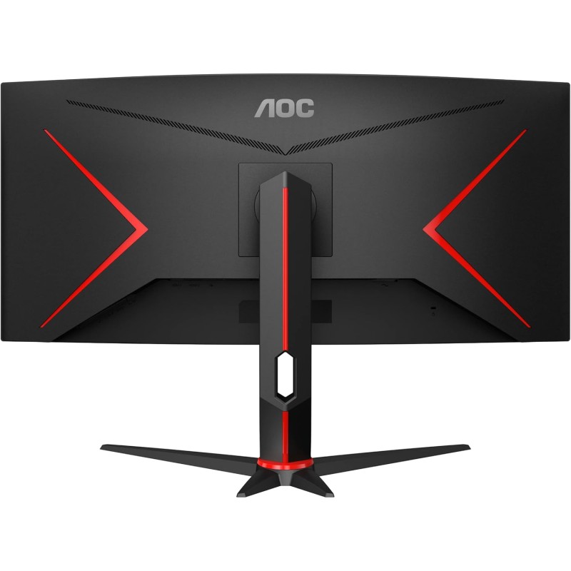 AOC Gaming CU34G2X/BK Monitor Serie G2 Curvo da 34", Raggio di curvatura: 1500R, WQHD 3440 x 1440 a 144 Hz, HDMI, DisplayPort, FreeSync, Tempo di Risposta 1 ms, Regolabile, Nero/Rosso - 34" WQHD Curvo