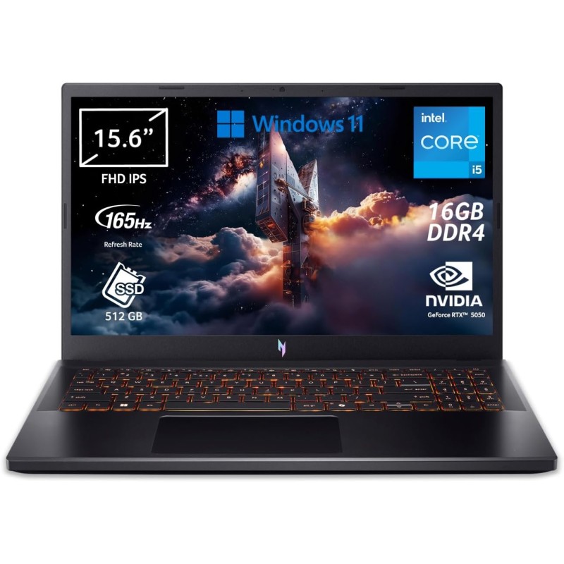 acer Nitro V 15 ANV15-52-5886 Notebook Gaming, NVIDIA GeForce RTX 5050 8 GB GDDR7, Processore Intel Core i5-13420H, Ram 16 GB DDR4, 512 GB SSD, Display 15.6" FHD IPS 165 Hz LED LCD, Windows 11 Home