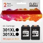 ejet Rigenerate Cartuccia d'inchiostro 301XL ad Alta Resa Compatibili per HP 301XL per Deskjet 1000 1010 1050 1510 1512 2050 2050A 2510 2540 3050 Envy 4500 4502 4503 5530 50 532 2 620 (Nero, 2-Pack) - 2 Nero