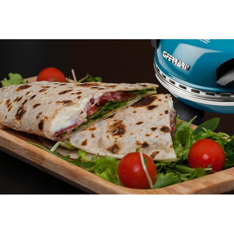 G3 Ferrari G10006 Pizza Express Delizia, Forno Pizza, 1200 W, Termostato regolabile 400°C, Pizza fragrante in 5 minuti, Doppia resistenza riscaldante, Ricettario e Palette inclusi, Blu - Blu