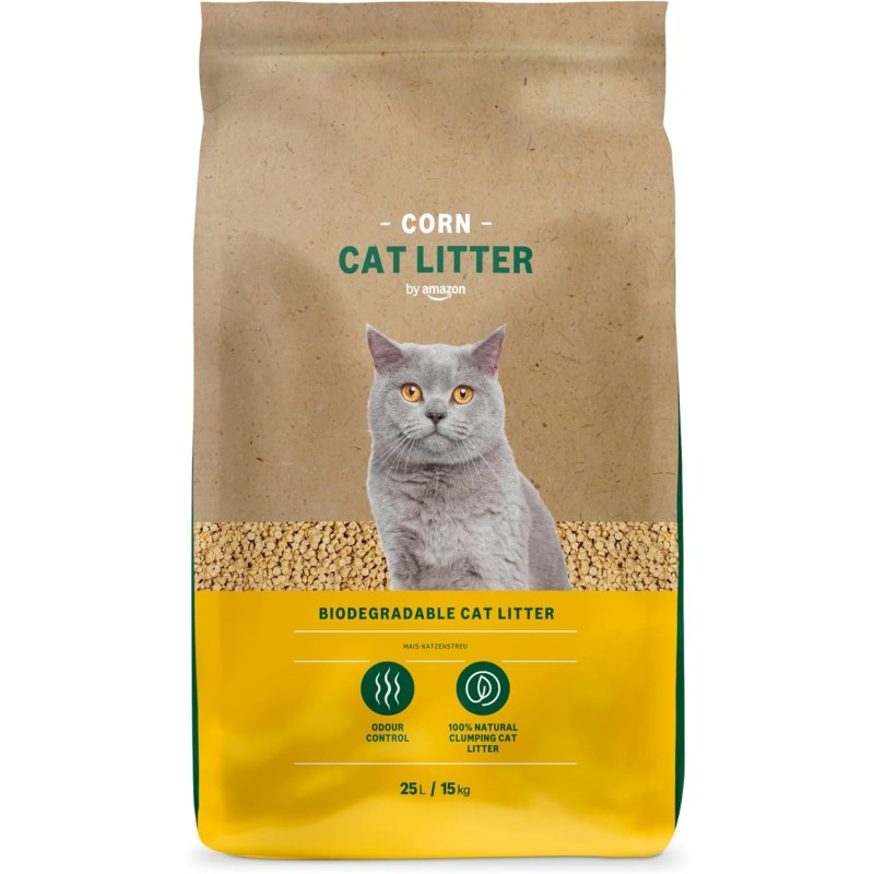 by Amazon Lettiera per Gatti Agglomerante al Mais, 25L (Confezione da 1) (in Precedenza un Marchio Lifelong, Stesso Prodotto) - 25 L yellow by Amazon Lettiera per Gatti Agglomerante al Mais, 25L (Confezione da 1) (in Precedenza un Marchio Lifelong, Stesso Prodotto) - 25 L yellow
