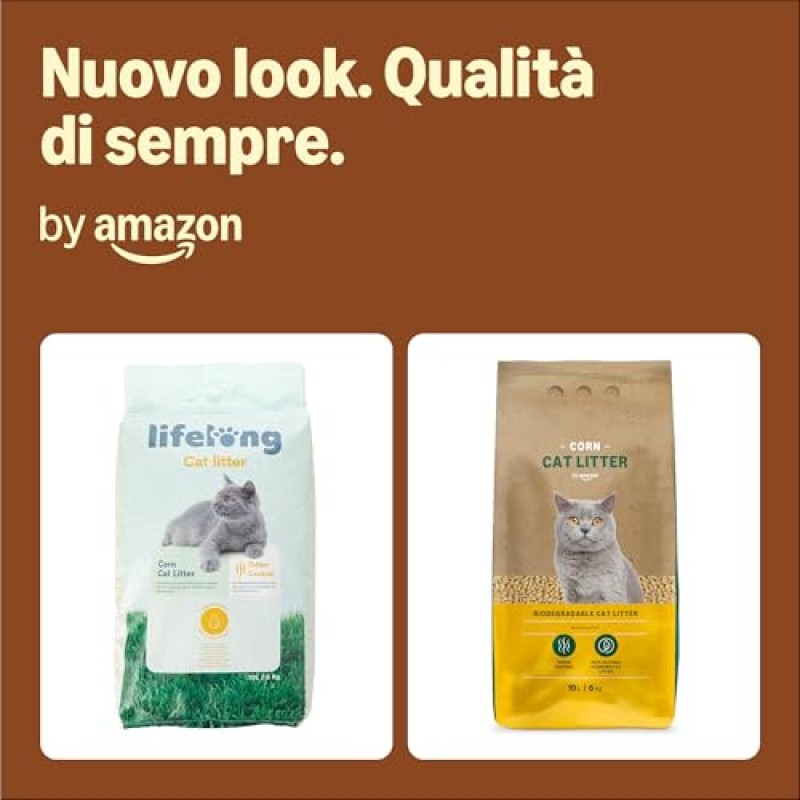 by Amazon Lettiera per Gatti Agglomerante al Mais, 10L (Confezione da 1) (in Precedenza un Marchio Lifelong, Stesso Prodotto) - 10 L yellow by Amazon Lettiera per Gatti Agglomerante al Mais, 10L (Confezione da 1) (in Precedenza un Marchio Lifelong, Stesso Prodotto) - 10 L yellow