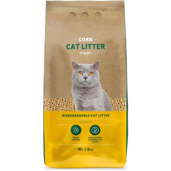 by Amazon Lettiera per Gatti Agglomerante al Mais, 10L (Confezione da 1) (in Precedenza un Marchio Lifelong, Stesso Prodotto) - 10 L yellow