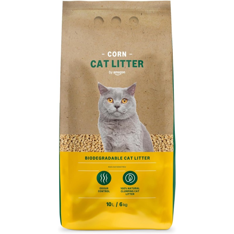 by Amazon Lettiera per Gatti Agglomerante al Mais, 10L (Confezione da 1) (in Precedenza un Marchio Lifelong, Stesso Prodotto) - 10 L yellow by Amazon Lettiera per Gatti Agglomerante al Mais, 10L (Confezione da 1) (in Precedenza un Marchio Lifelong, Stesso Prodotto) - 10 L yellow